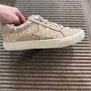 Vintage Havana Womens Glitter Star Sneaker in Beige